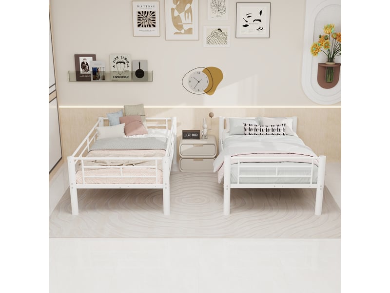 Lit superposé en fer blanc 103x196 cm - Conforama E