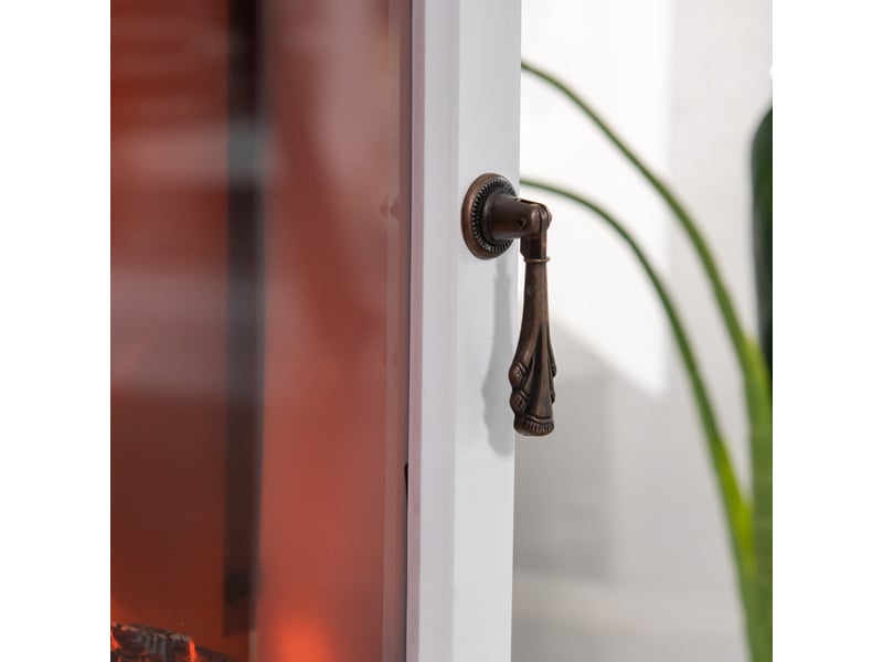  Cheminée électrique led 39x26x54,8 cm effet de flammes en métal blanc  - Conforama D