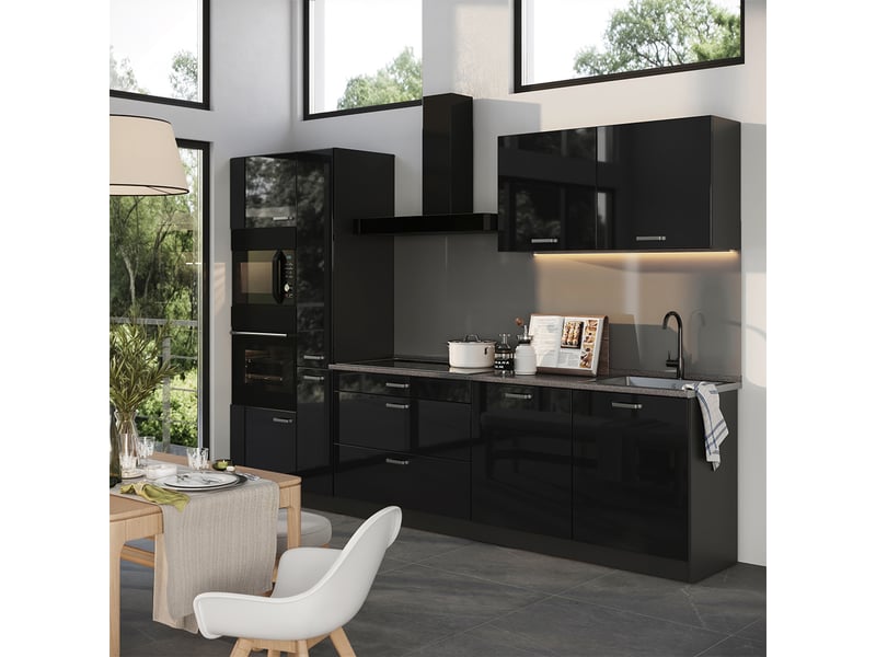  Vicco cuisine, noir haute brillanceanthracite, 310cm plan de travail anthracite  - Conforama C