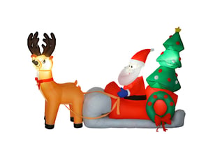 Père noël gonflable avec traîneau et rennes de noël gonflables avec lumières led pour une utilisation intérieure et extérieure 216 x 90 x 150 cm
