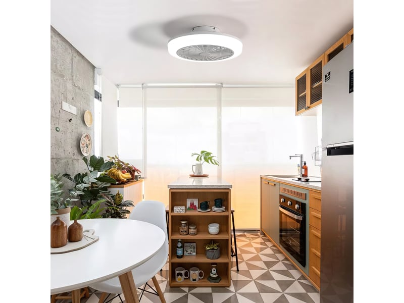 Ventilateur de plafond sans pales led 46 cm avec télécommande, moteur dc silencieux, éclairage led dimmable, blanc - Conforama B