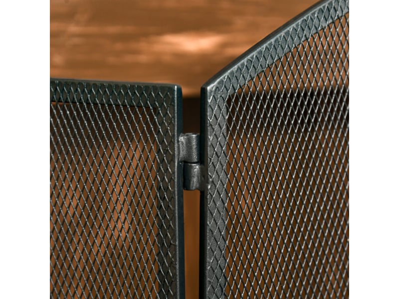  Pare-feu de cheminée en fer 3 panneaux pliable 128x76,5 cm, avec filet, protection du foyer  - Conforama E