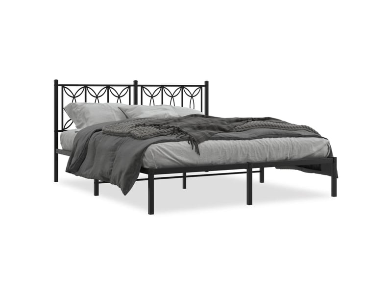  Lit double- lit adulte -  cadre de lit métal sans matelas avec tête de lit noir 150x200cm  - Conforama A