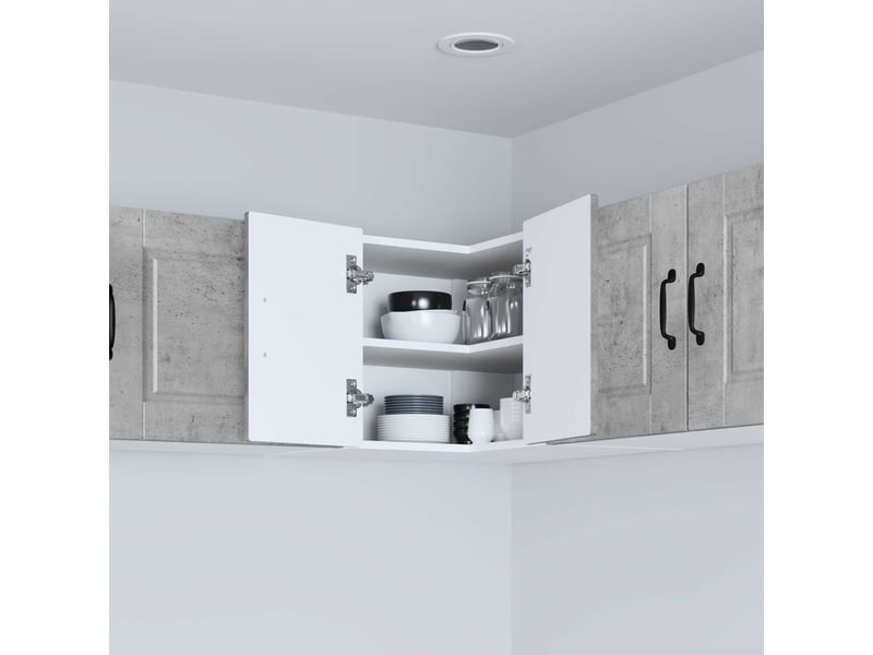  Meuble mural de cuisine, armoire d'angle cuisine porto gris béton 57x57x40cm  - Conforama D