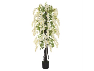 Plante artificielle glycine blanche en pot, sans entretien, en plastique, pour intérieur et extérieur ø24 × 165 cm
