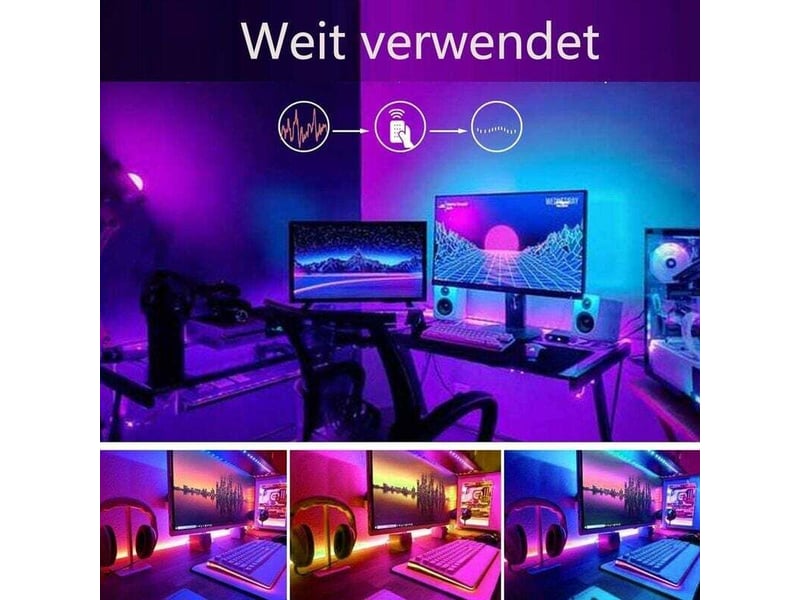  Bandes led 20m rgb 5050 kit de bandes led a changement de couleur avec telecommande 44 touches pour la decoration de la maison de la chambre  - Conforama E