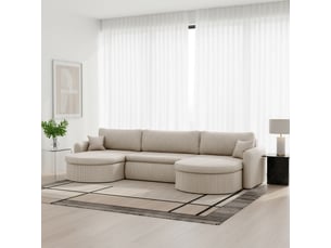 Canapé d'angle universel verona u avec fonction couchage, pour salon, beige