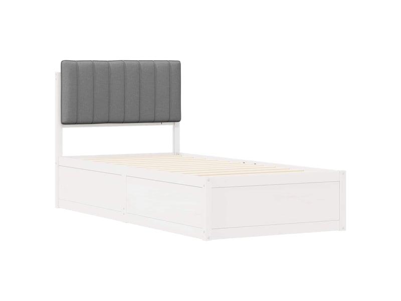  Lit simple- lit adulte -  cadre de lit avec tête de lit rembourrée gris clair 90 x 200 cm  - Conforama C