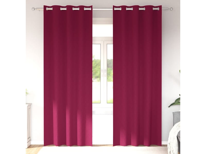 Lot de 2 rideaux occultants, rideaux black-out avec anneaux bordeaux 245 x 140 cm cf44614 - Conforama B