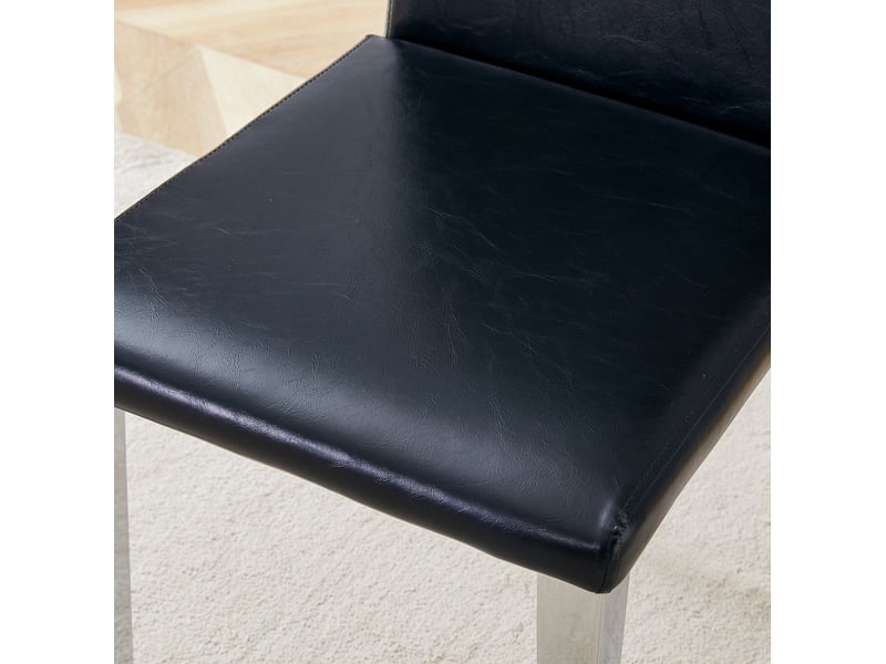 Chaises de salle à manger lot de 6 en pu noir et métal argenté evryae - Conforama C
