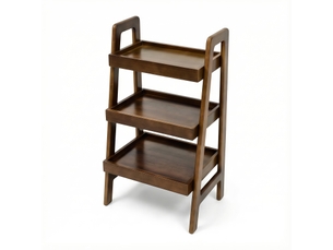 Étagère échelle 3 niveaux en bois massif coloris noyer