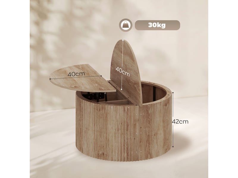  Table basse relevable, bois naturel, table de salon avec compartiment caché et plateau à fermeture douce  - Conforama C