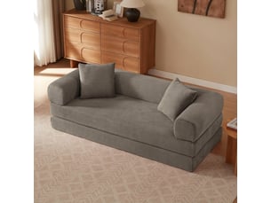Canapé droit convertible <strong></strong> <strong></strong> 3 places Velours taupe