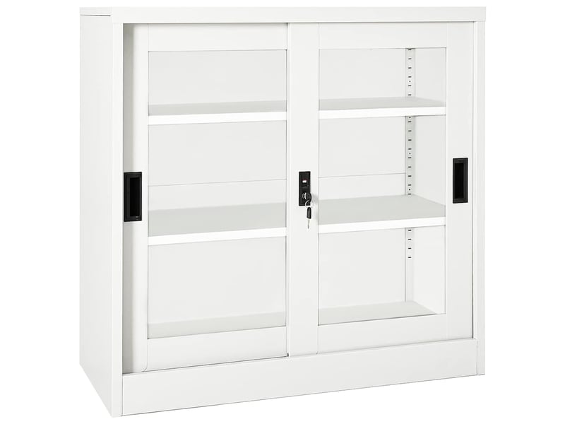  Armoire de rangement, armoire à portes coulissantes blanc 90x40x90 cm acier shl2094  - Conforama B