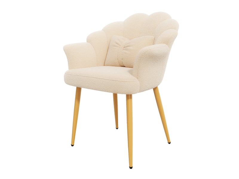  Lot de 2 fauteuils de salle à manger 64x65,5x85 cm en tissu teddy beige  - Conforama R