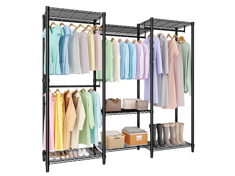  Portant à vêtements robuste modulable – 4 tringles &amp; étagères réglables – grand capacité pour chambre ou dressing – (2x3x2 étages) PHK_36PB7KHP - Conforama A