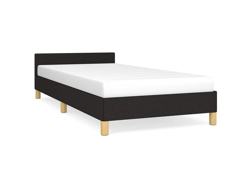  Lit simple- lit adulte -  cadre de lit avec tête de lit sans matelas noir 80x200 cm tissu  - Conforama A
