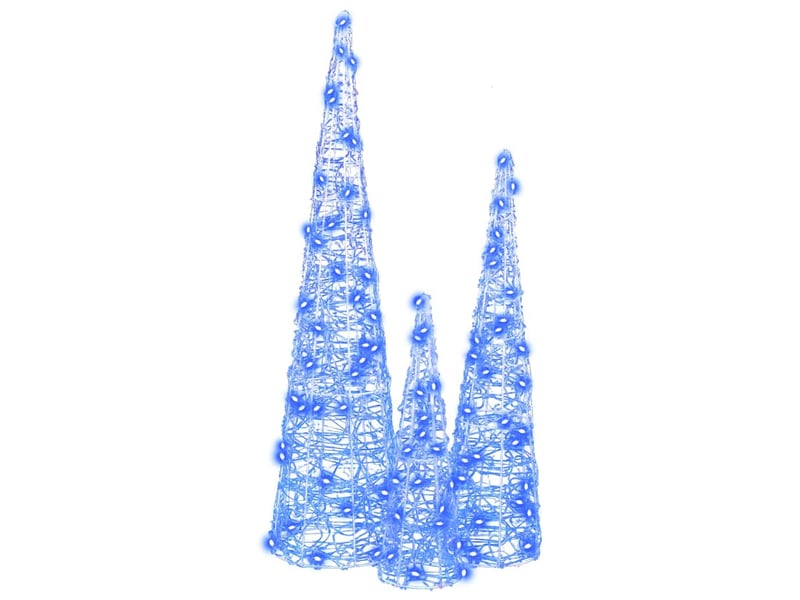  Sapin de noël - arbre de noël 3 pcs 90 led bleu 20 x 20 x 80 cm acrylique  - Conforama E