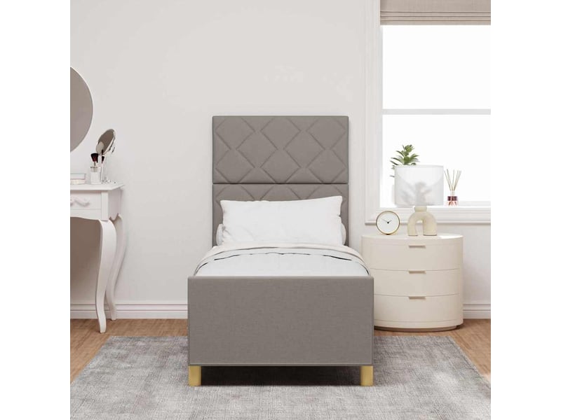 Lit simple- lit adulte -  cadre de lit avec tête de lit taupe 80 x 200 cm tissu  - Conforama B