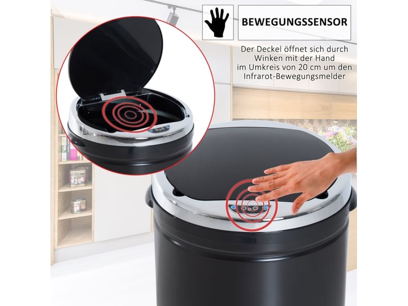  Poubelle automatique à capteur 50 l 30,5 x 30,5 x 81,5 cm – noir – seau intérieur amovible pratique  - Conforama E