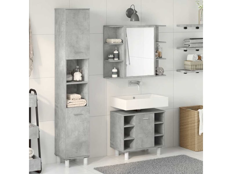Ensemble de meubles de salle de bain 3 pcs gris béton cf63785 - Conforama C