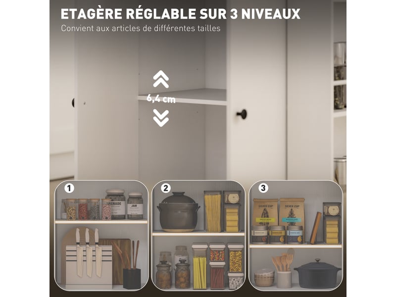 Îlot central cuisine mobile desserte cuisine avec tiroir étagère réglable placard à deux portes blanc 82 x 38 x 86,5 cm - Conforama E