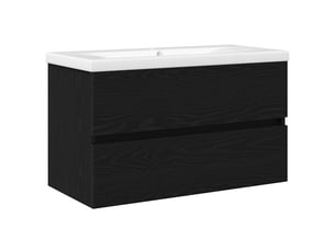 Meuble de lavabo de salle de bain, armoire de bain chêne noir 80 x 39 x 62 cm cf65541