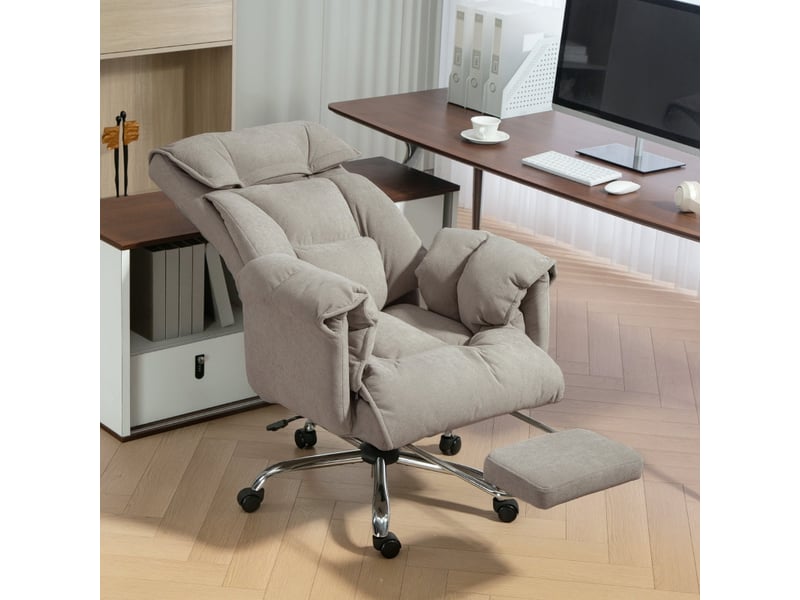  Fauteuil de bureau corian inclinable réglable repose-pieds gris clair  - Conforama B