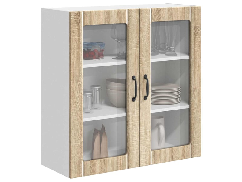  Meuble mural de cuisine, cabinet en verre mural chêne sonoma 80x31x80cm shl1029  - Conforama C