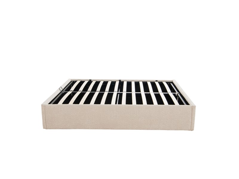  Lit coffre 140x190 sherpa beige terre de nuit  - Conforama D