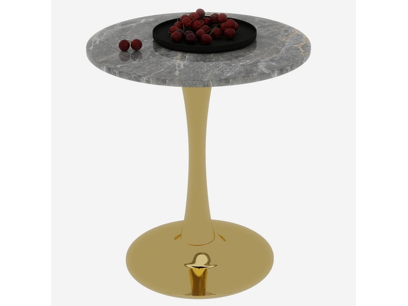  Table de salle à manger ronde dorée en marbre artificiel, 70 x 70 x 72 cm  - Conforama A