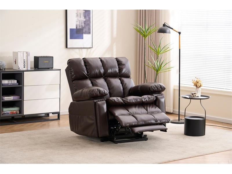  Fauteuil relax électrique releveur - 109x107x109cm - double moteur massage chauffant têtière réglable salon - marron  - Conforama B