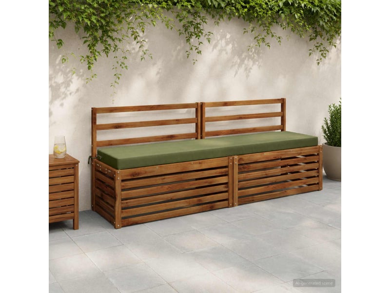  Lot de 2 coussins de banc, coussins d'assise soest 100 % polyester vert olive cf57577  - Conforama B