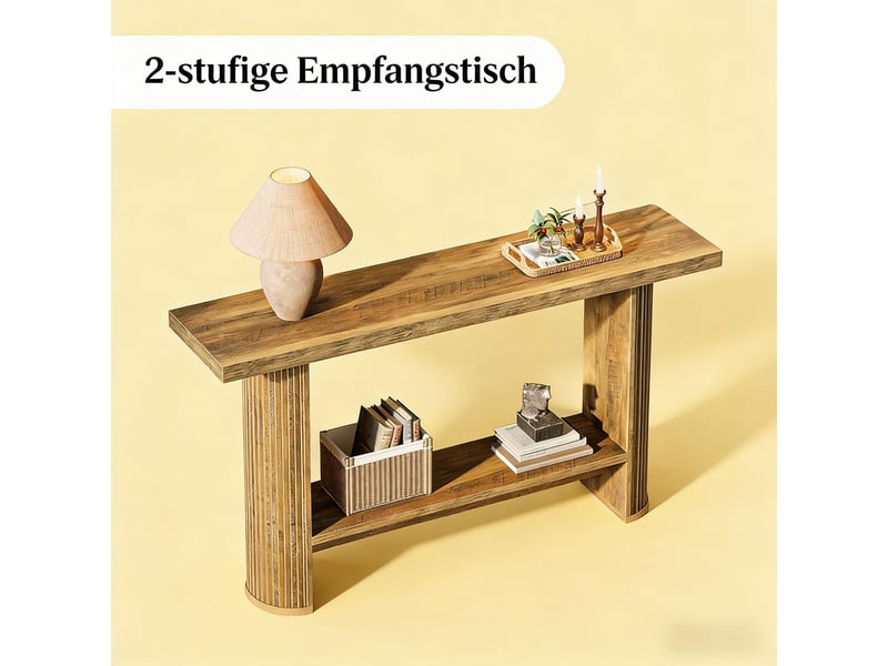  Table console étroite en panneau de particules marron 140x30x80 cm  - Conforama D