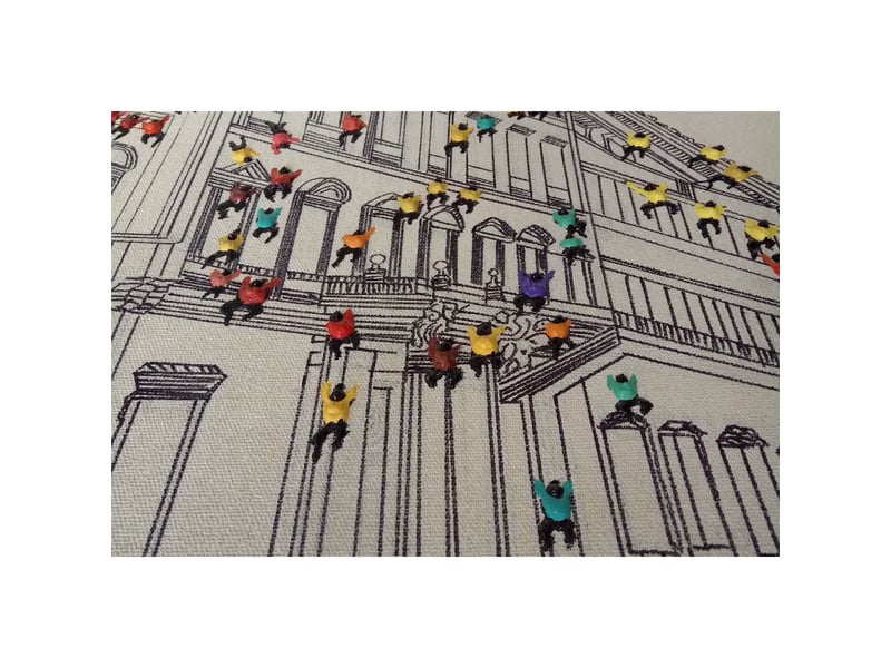  Tableau déco peint foule i 75x100cm naturel  - Conforama B