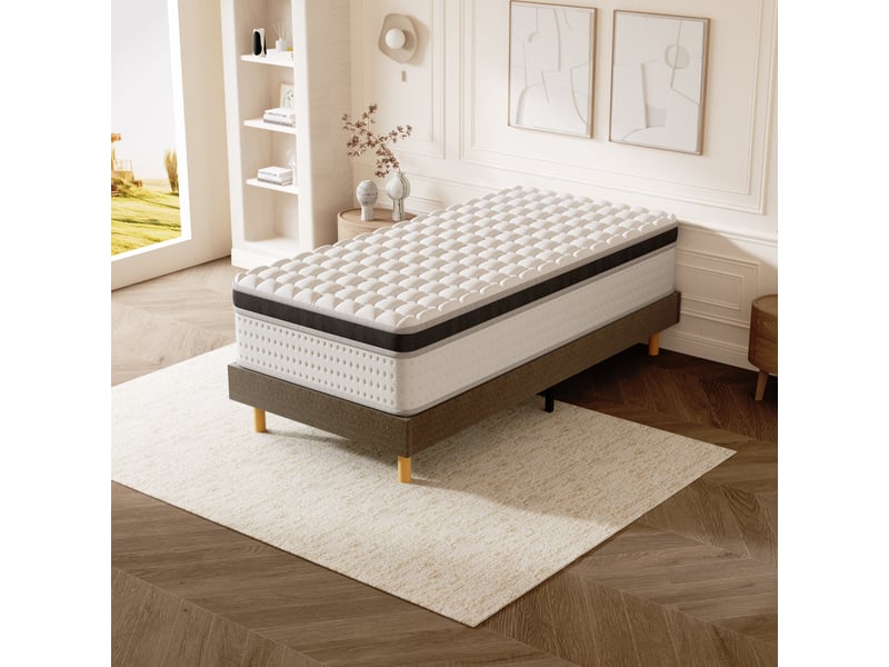  Ensemble matelas à ressorts + sommier 90x190 cm, mousse à mémoire de forme,épaisseur 25cm  - Conforama E