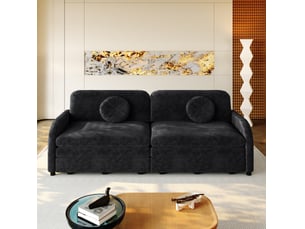 Canapé droit convertible MODENVIE 3 places Tissu noir
