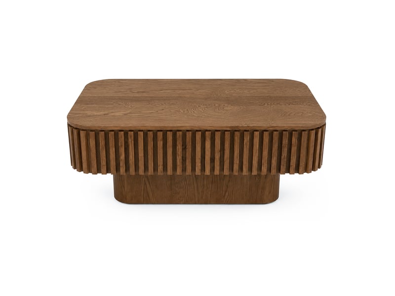  Table basse 98x60x35 cm avec rangement caché, décor noyer foncé  - Conforama A