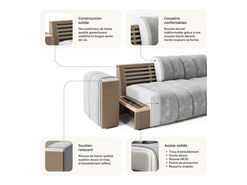 Canapé d'angle tisi, tissu chenille marron - Conforama E