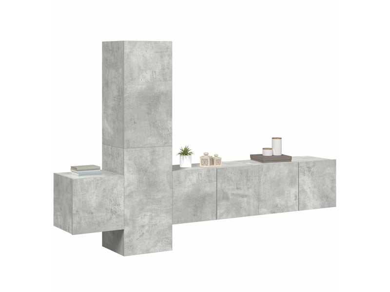  Ensemble de meubles tv 5 pcs gris béton bois d'ingénierie shl72892  - Conforama C