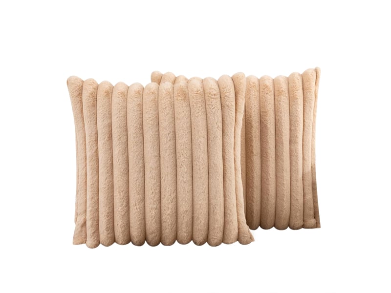 Lot de 2 housses de coussin 50 x 50 cm peluche jaune thé chicfurn - Conforama A