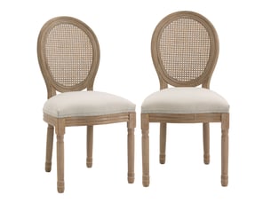 Lot de 2 chaises de salle à manger bois massif et cannage 49 x 56 x 96 cm