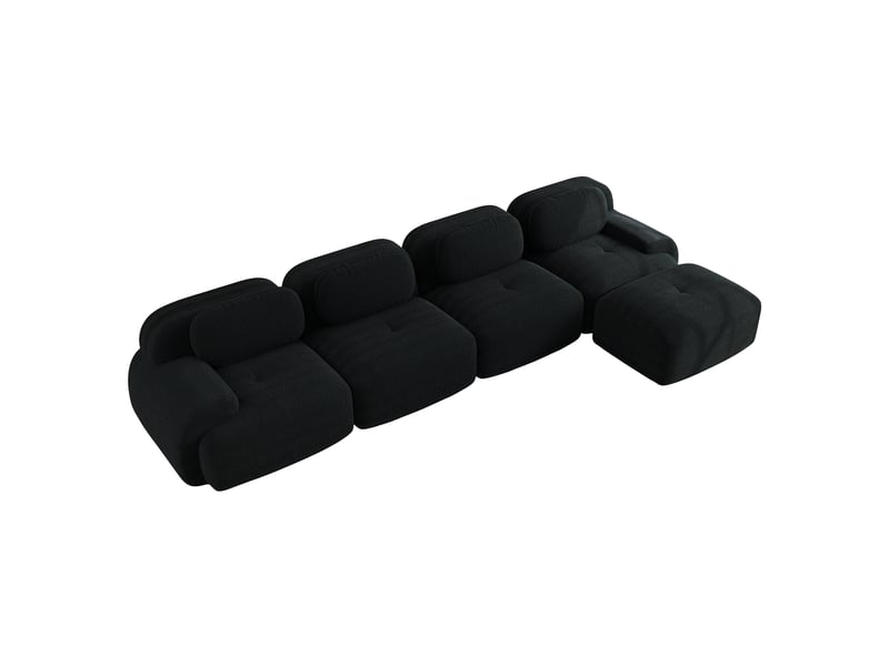  Canapé d'angle, canapé modulable, 4 places, noir, livré monté, sans structure, pour salon, home cinéma, bureau  - Conforama B