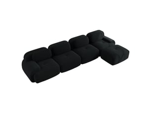 Canapé d'angle, canapé modulable, 4 places, noir, livré monté, sans structure, pour salon, home cinéma, bureau