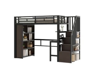 Lit mezzanine 90x200 cm <strong>MODENUIT </strong> <strong></strong> coloris noir
