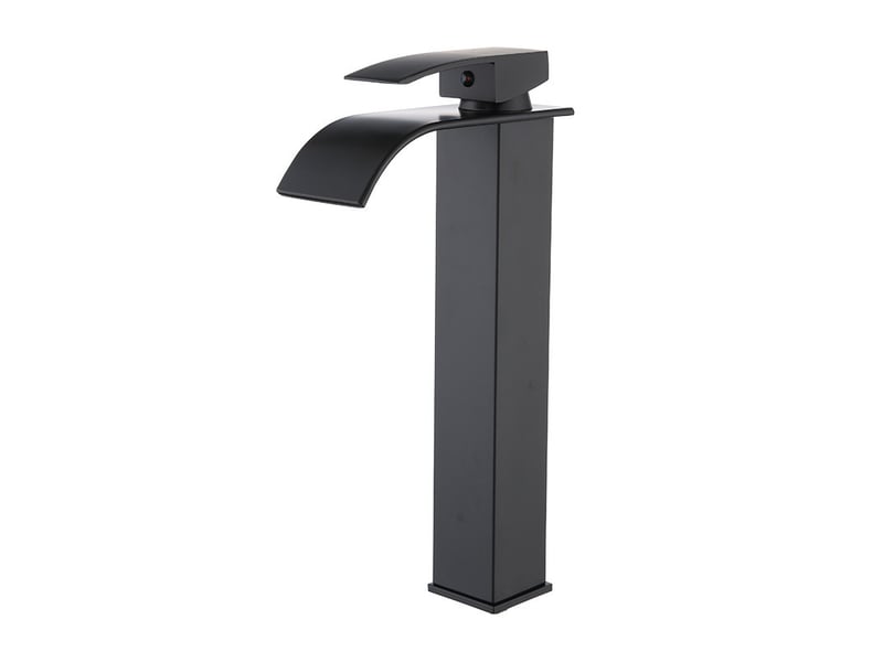 Robinet de salle de bain style cascade – mitigeur eau chaudeeau froide monotrou moderne – bec courbé – design haut – noir: 17 x 6 x 30,5 cm LJY4291LHY - Conforama A