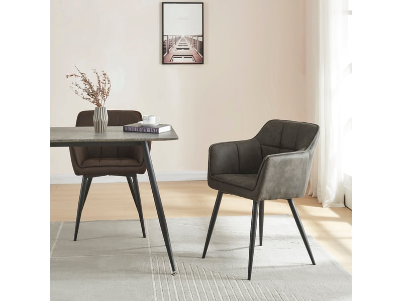  Lot de 4 chaises de salle à manger birmingham 82 x 60 x 59 cm gris foncé noir [en.casa] Birmingham - Conforama C