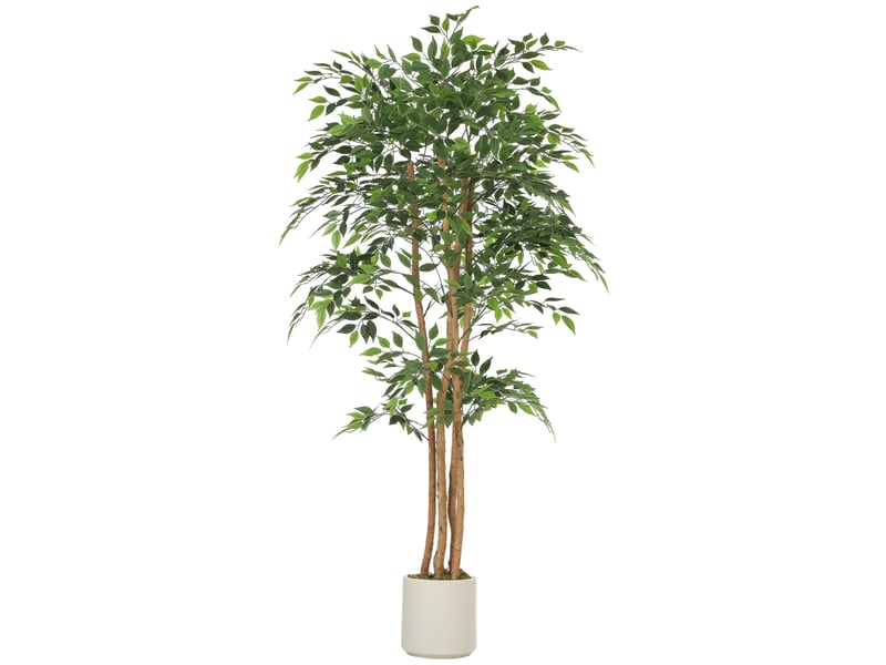  Arbre artificiel de banian, plante artificielle avec tronc en bois massif, pot, pour salon, chambre, bureau, 75 x 75 x 180 cm, vert  - Conforama B