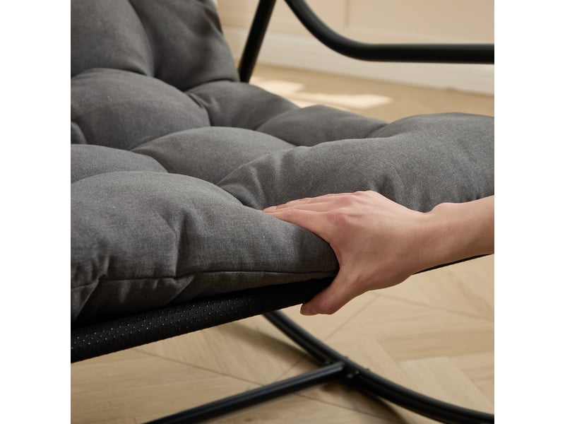  Chaise à bascule d'extérieur avec coussin gris et structure noire W2021P443604 - Conforama E