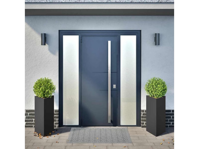  Jardinière - bac à fleurss 2 pcs noir triangulaire 40x34,5x75 cm acier  - Conforama C